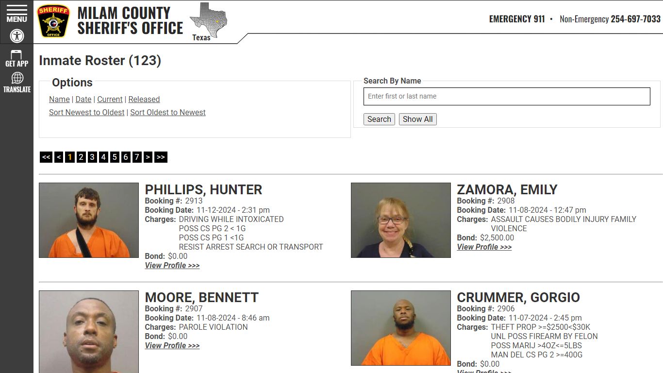 Inmate Roster (129) - Milam County Sheriff TX