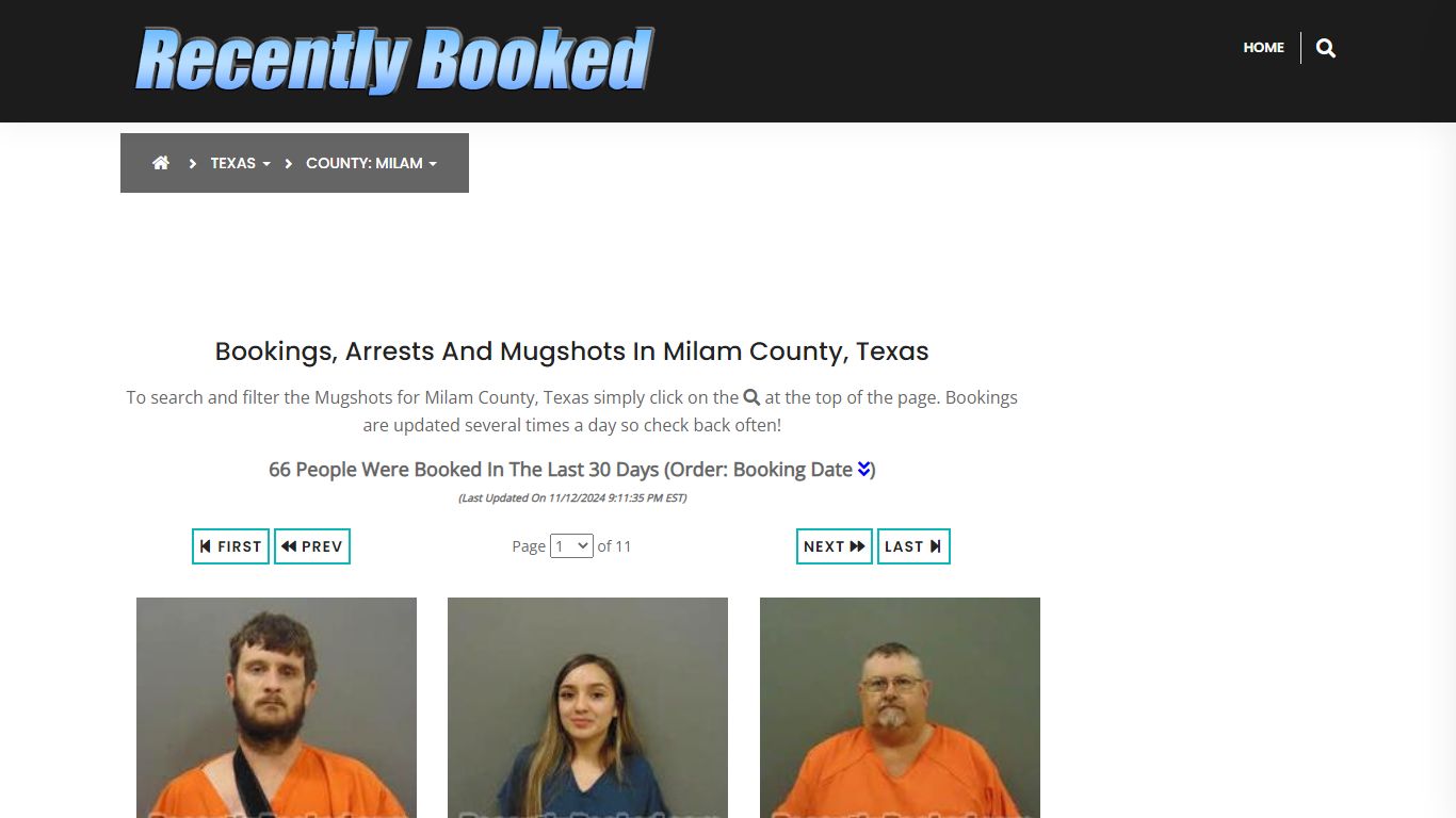 Bookings, Arrests and Mugshots in Milam County, Texas - Recently Booked