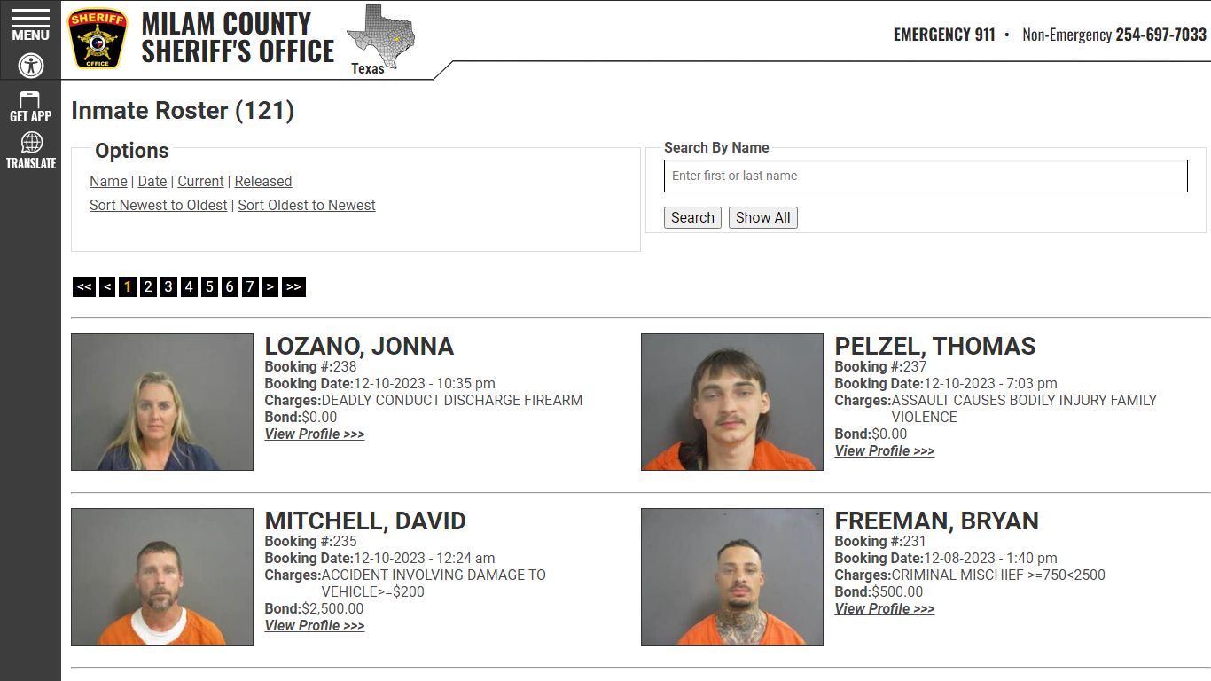 Inmate Roster (121) - Milam County Sheriff TX